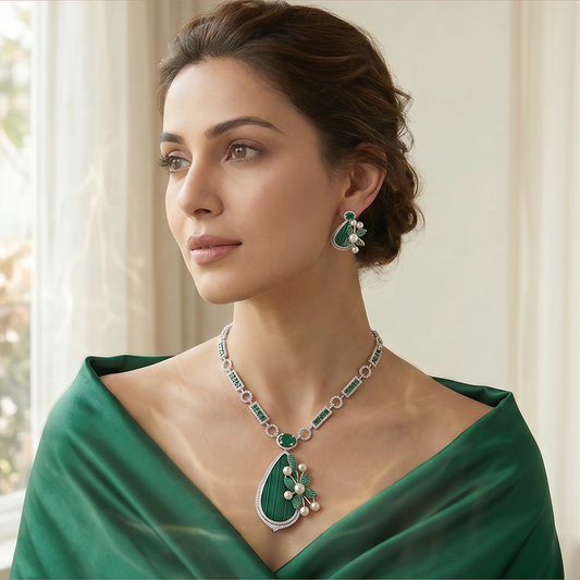 Malachite Bloom Necklace Set