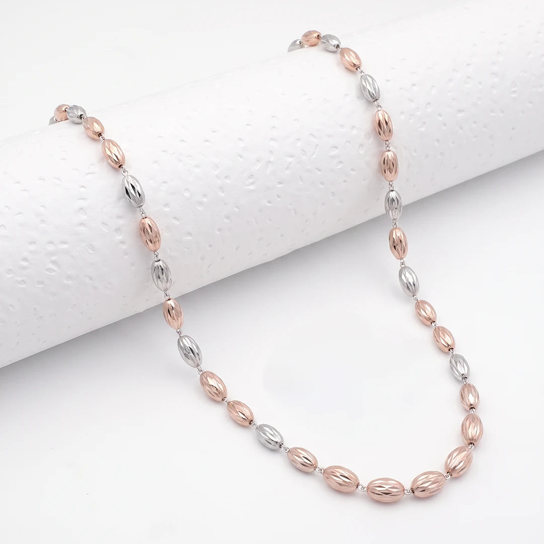 Two-Tone Faceted Bead Ladies Chain | 925 Sterling Silver