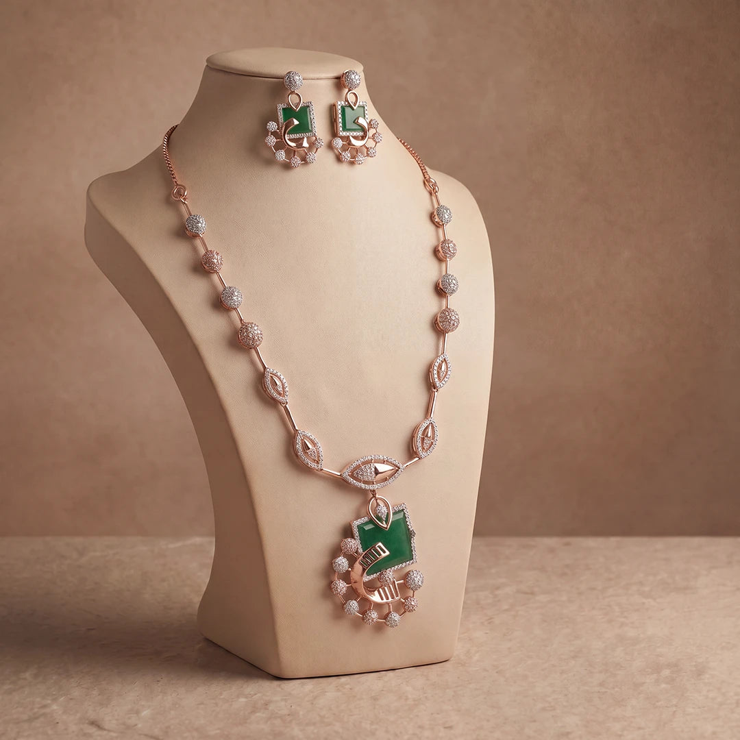 Verdant Frame Geometric Necklace Set | 925 Sterling Silver