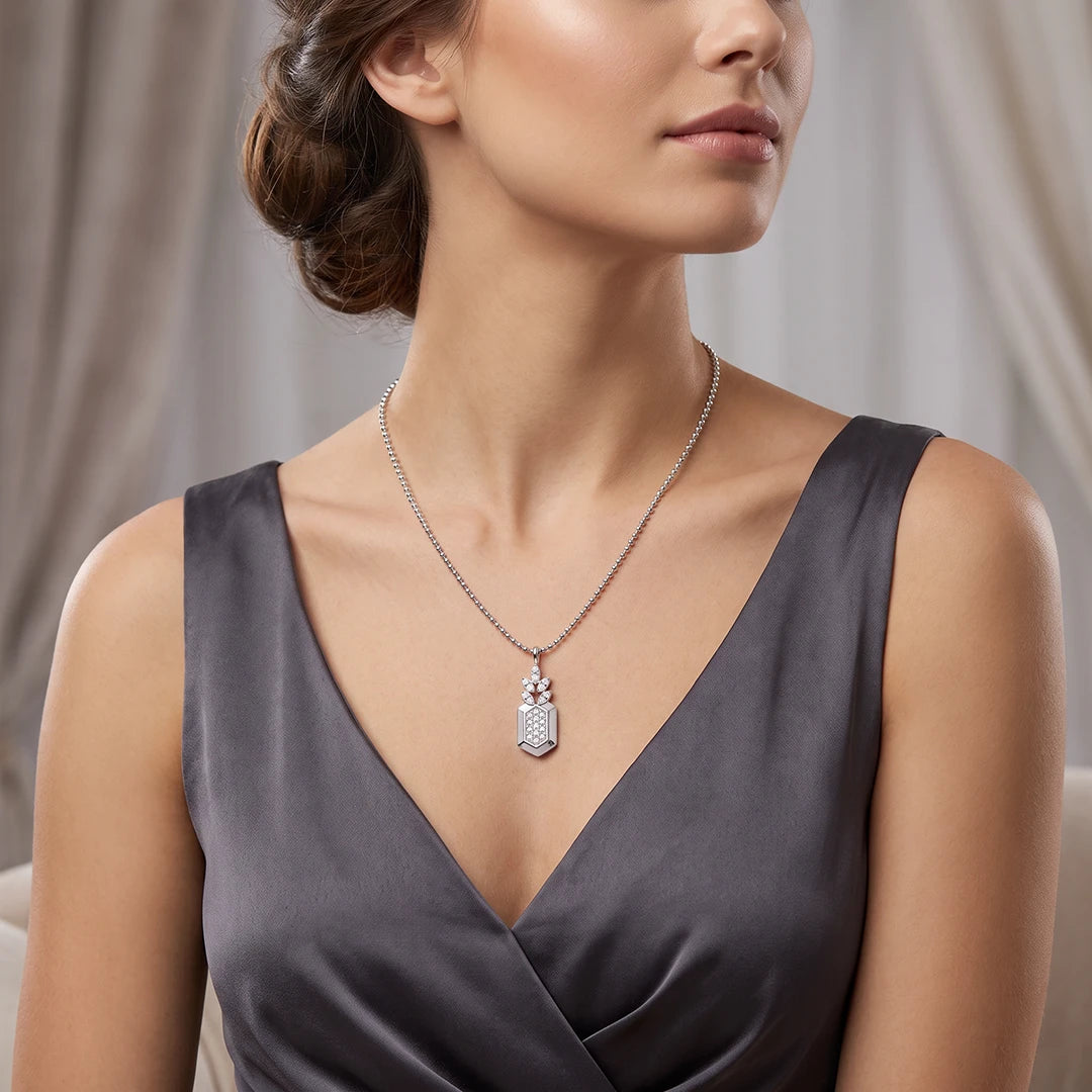 Lumière Leaf Shield Pendant Necklace | 925 Sterling Silver