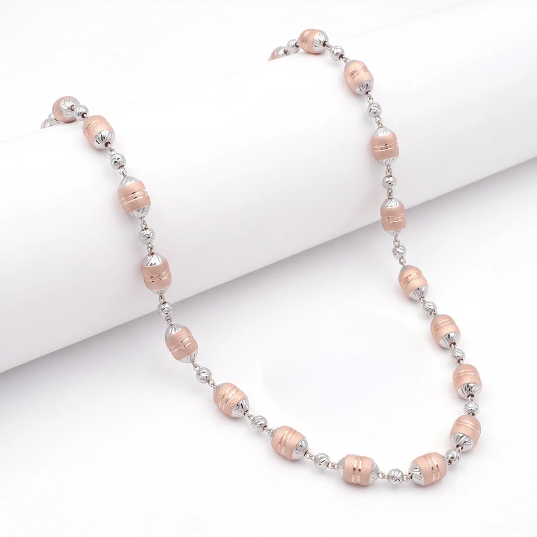 Rose Silver Barrel Bead Ladies Chain | 925 Sterling Silver