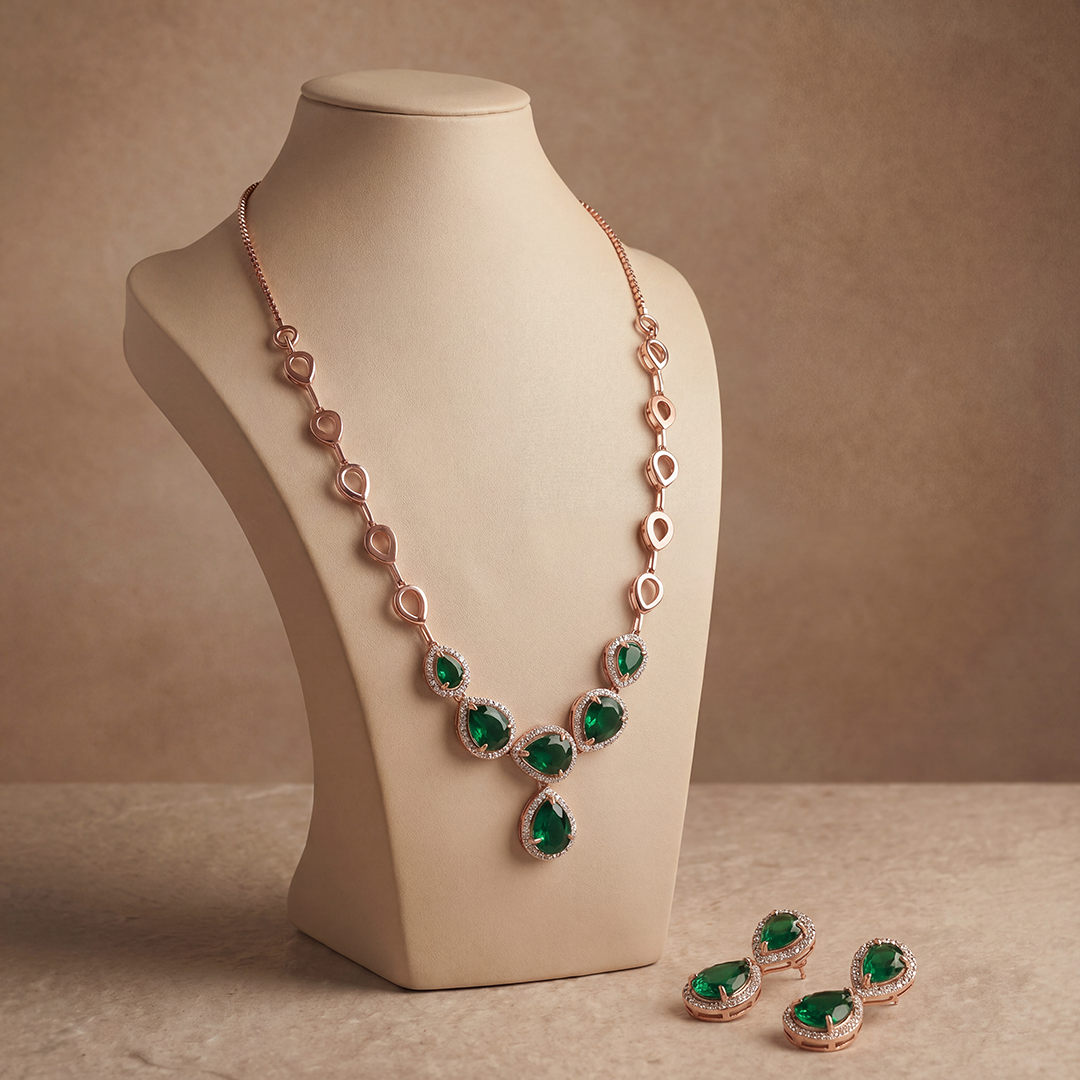 Emerald Cascade Necklace Set