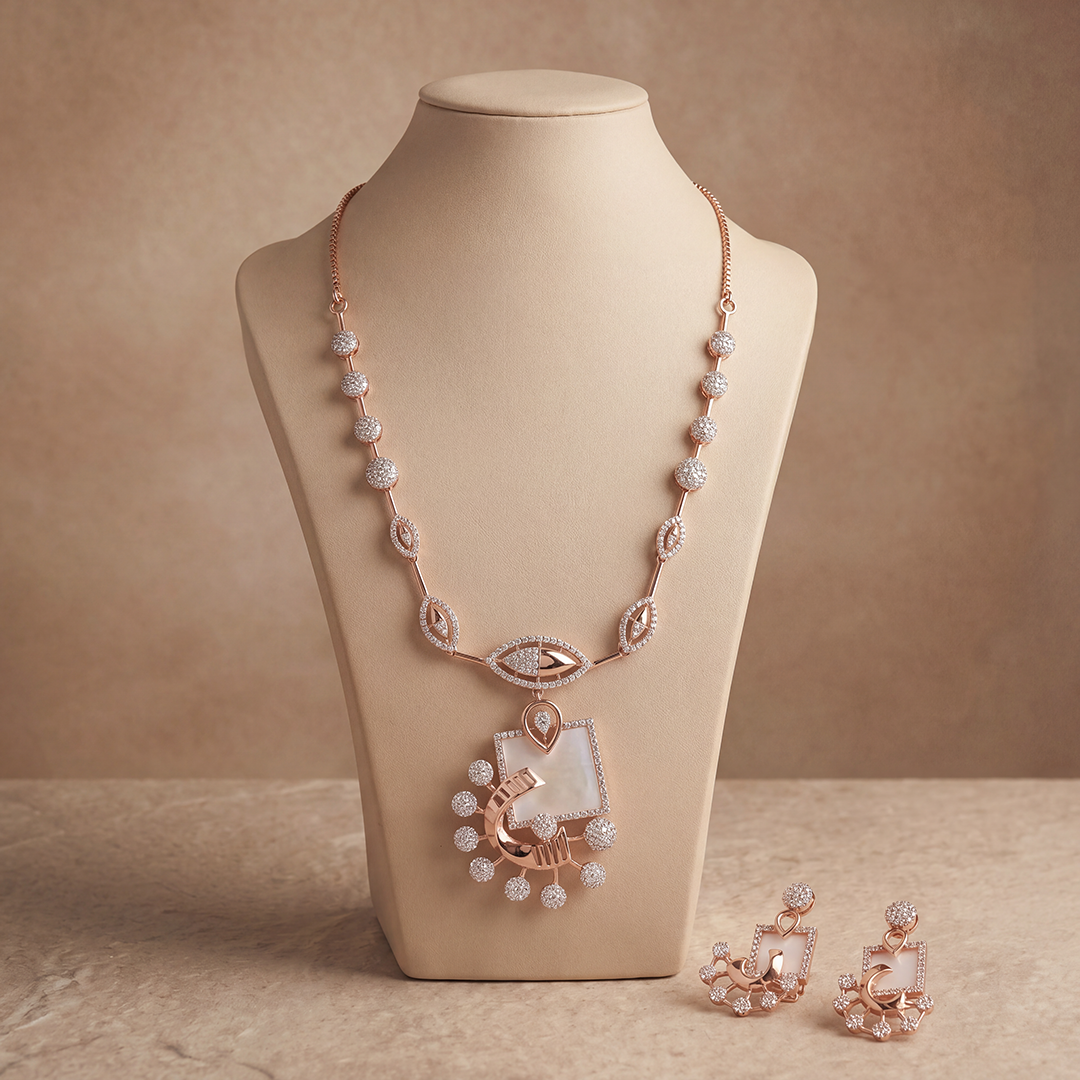 Square Mother of Pearl Necklace Set