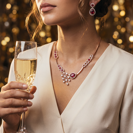 Crimson Cascade Necklace Set