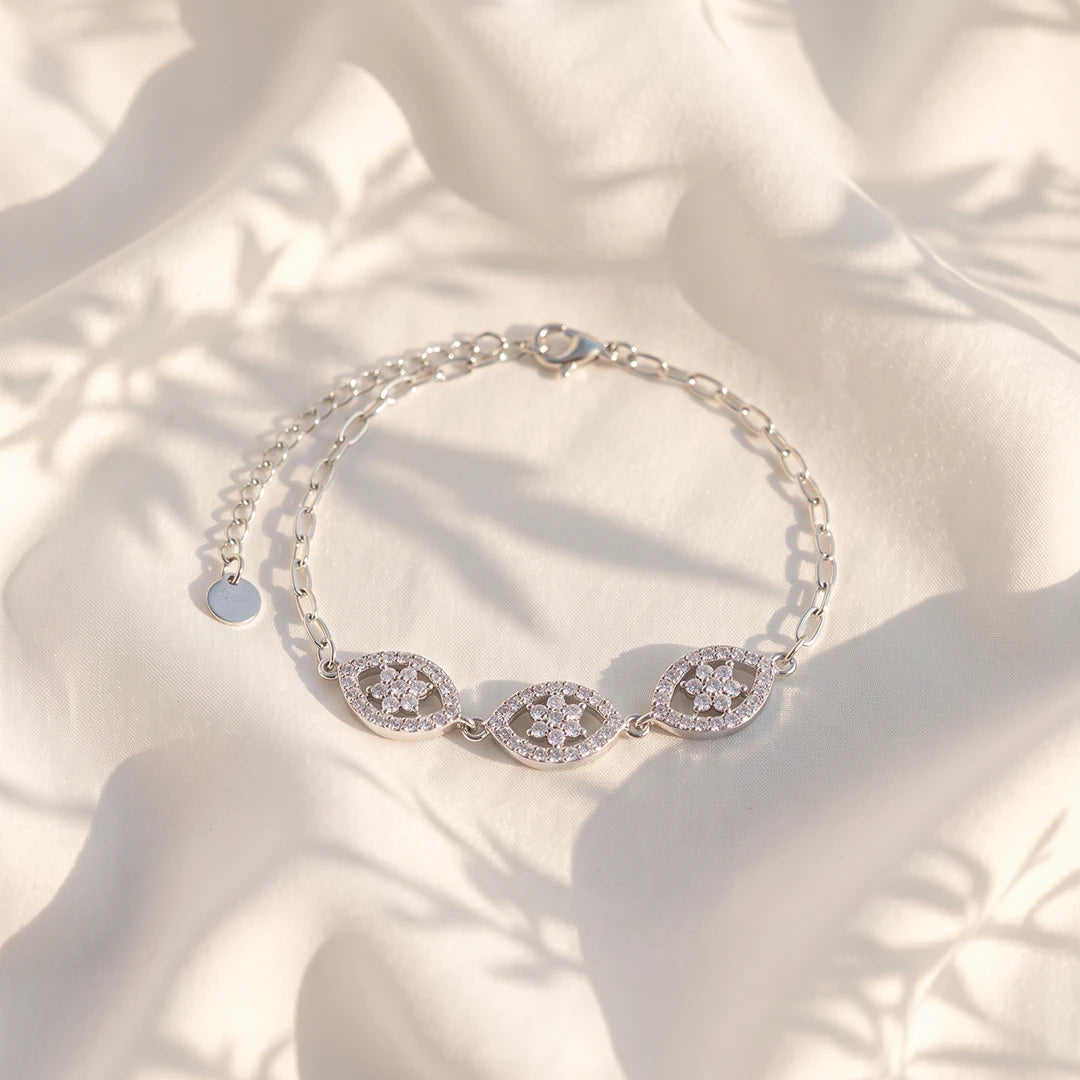 Floral Marquise Trio Ladies Bracelet | 925 Sterling Silver