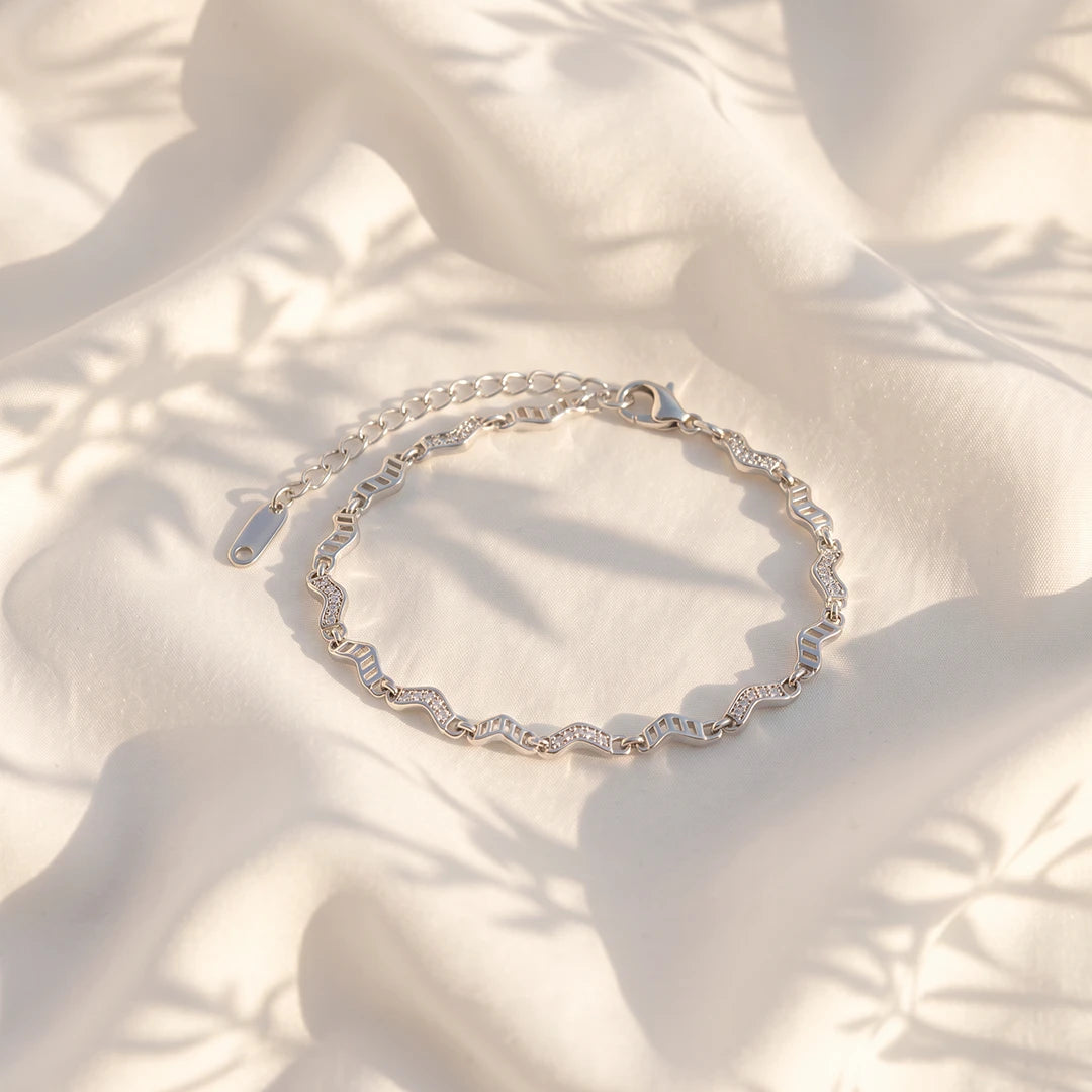 Wave Link Pavé Ladies Bracelet | 925 Sterling Silver