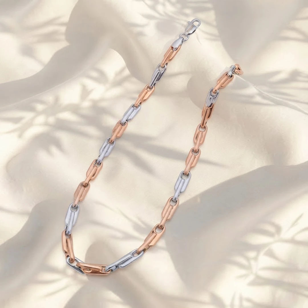 Dual-Tone Elongated Link Ladies Chain | 925 Sterling Silver