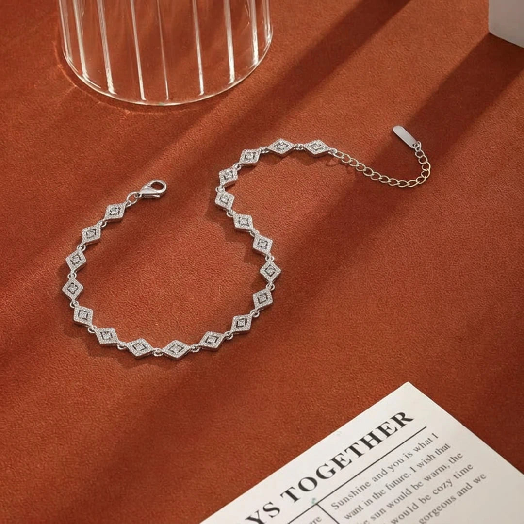 Geometric Square Link Ladies Bracelet | 925 Sterling Silver
