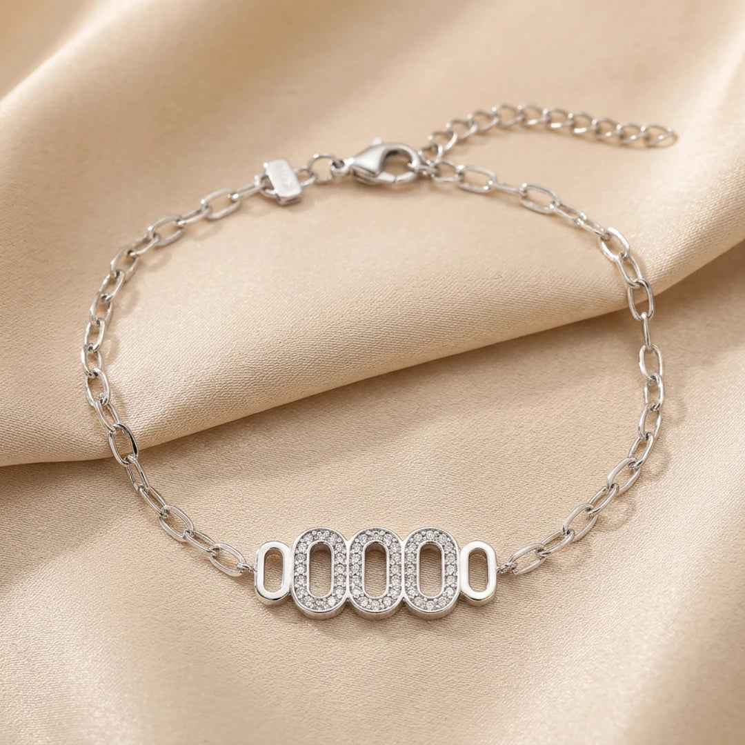 Triple Oval Open Halo Ladies Bracelet | 925 Sterling Silver