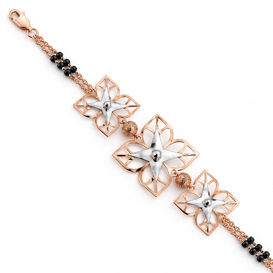 Rose Gold Starflower Petal Frame Ladies Bracelet | 925 Sterling Silver