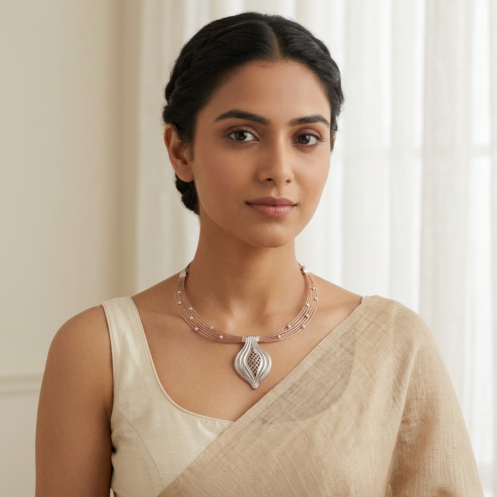 Chandra Leaf Drop Collar Necklace