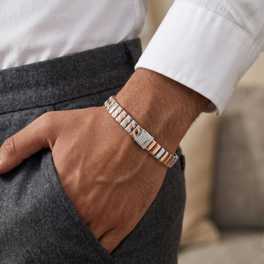 Stripe Pavé Bar Link Bracelet
