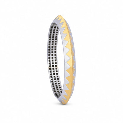 Gold-Silver Zigzag Edge Ladies Bangle | 925 Sterling Silver