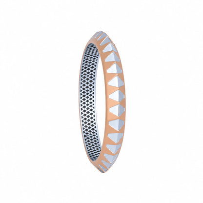 Rose-Silver Geometric Shield Ladies Bangle | 925 Sterling Silver