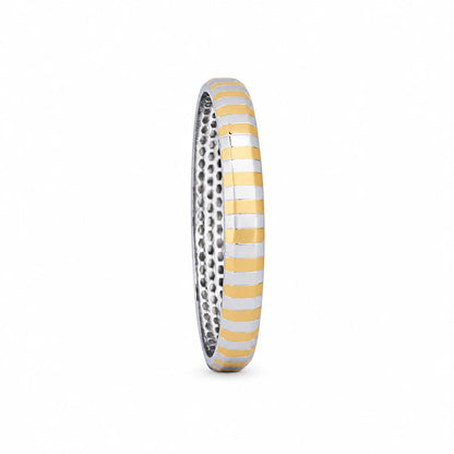 Gold-Silver Striped Ladies Bangle | 925 Sterling Silver