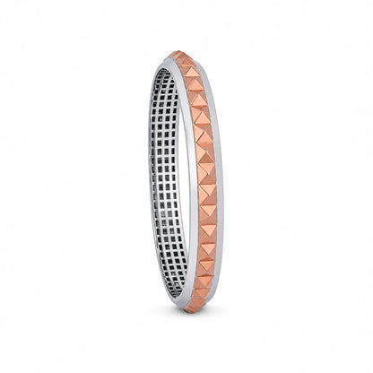 Rose-Gold Pyramid Stud Ladies Bangle | 925 Sterling Silver