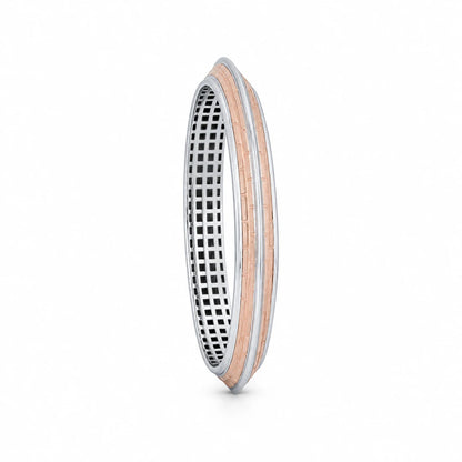 Rose-Silver Triple Rail Ladies Bangle | 925 Sterling Silver