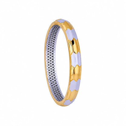 Dual-Tone Hex Facet Ladies Bangle | 925 Sterling Silver