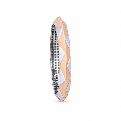 Dual-Tone Prism Facet Ladies Bangle | 925 Sterling Silver