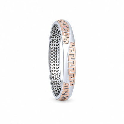 Rose-Silver Greek Key Ladies Bangle | 925 Sterling Silver