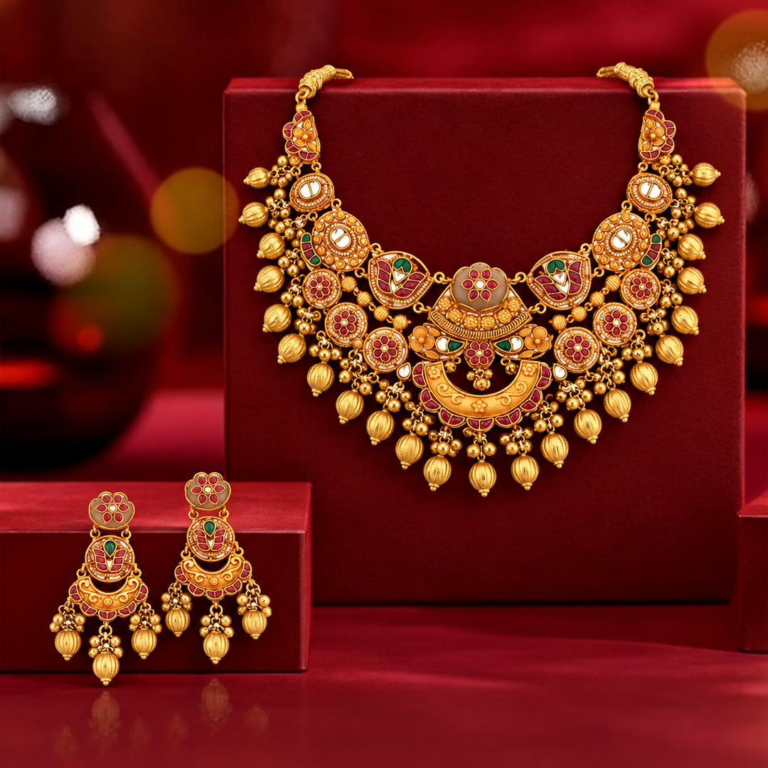 Heritage Temple-Inspired Necklace & Earring Set