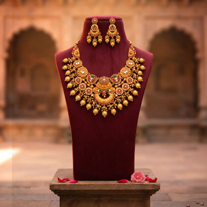 Heritage Temple-Inspired Necklace & Earring Set