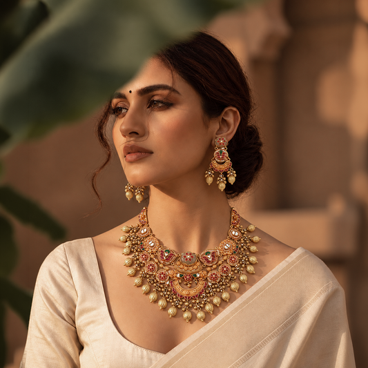 Heritage Temple-Inspired Necklace & Earring Set