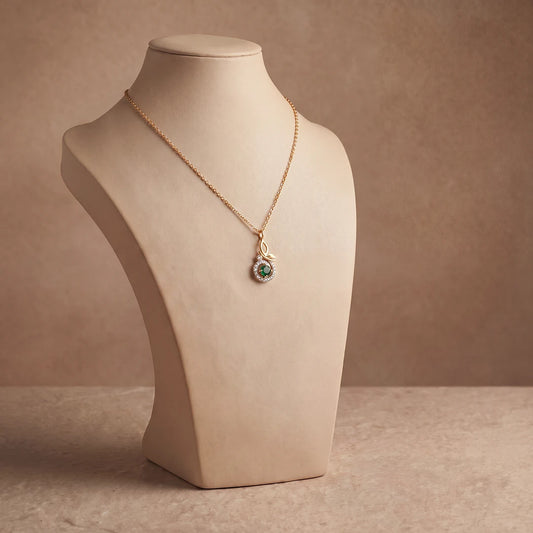 Verdant Halo Leaf Pendant Necklace | 925 Sterling Silver