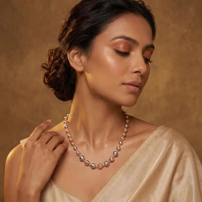 Two-Tone Floral Filigree Bead Ladies Chain | 925 Sterling Silver