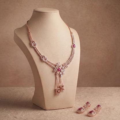 Rosé Loop Tassel Necklace Set | 925 Sterling Silver