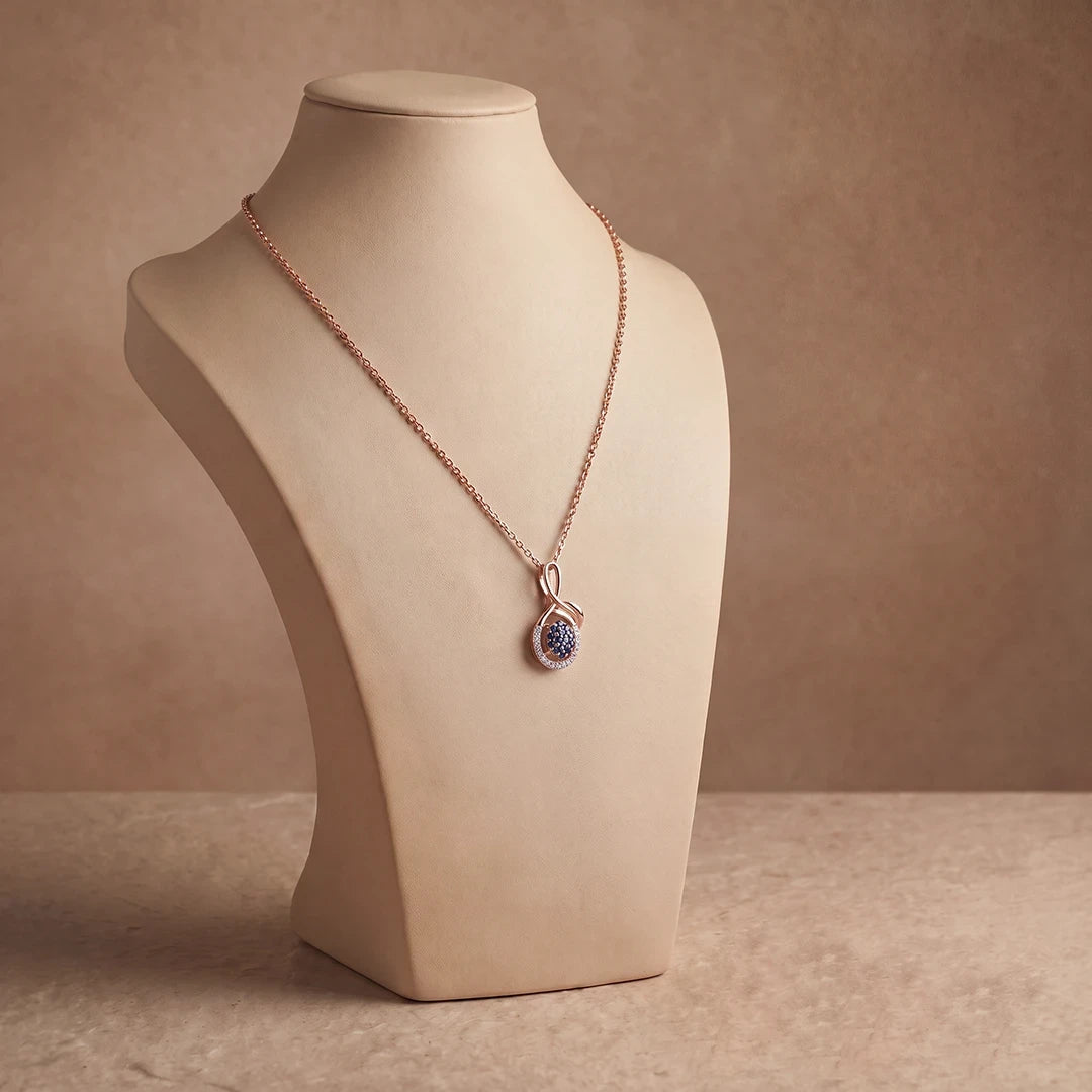 Midnight Halo Twist Pendant Necklace | 925 Sterling Silver