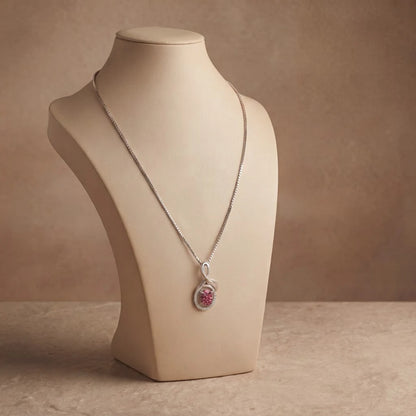 Blush Swirl Halo Pendant Necklace | 925 Sterling Silver