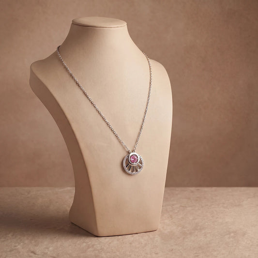 Blush Orbit Radiance Pendant Necklace | 925 Sterling Silver