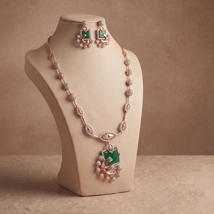 Verdant Frame Geometric Necklace Set | 925 Sterling Silver
