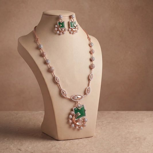 Verdant Frame Geometric Necklace Set | 925 Sterling Silver