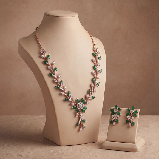 Verdant Bloom Vine Necklace Set | 925 Sterling Silver