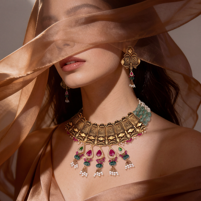 Rajwada Jharokha Necklace Set