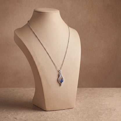 Azure Flame Drop Pendant Necklace | 925 Sterling Silver