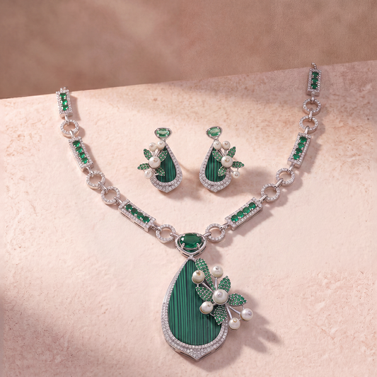 Malachite Bloom Necklace Set