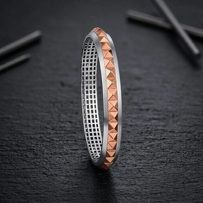 Rose-Gold Pyramid Stud Ladies Bangle | 925 Sterling Silver