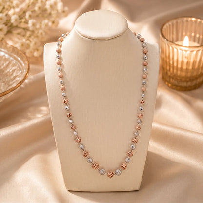 Two-Tone Greek Key Bead Ladies Chain | 925 Sterling Silver