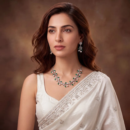 Verdant Vine Pearl Necklace Set | 925 Sterling Silver