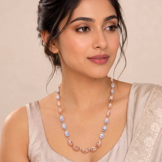 Two-Tone Faceted Bead Ladies Chain | 925 Sterling Silver