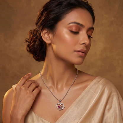 Crimson Heart Butterfly Pendant Necklace | 925 Sterling Silver