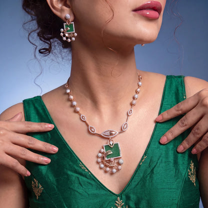 Verdant Frame Geometric Necklace Set | 925 Sterling Silver