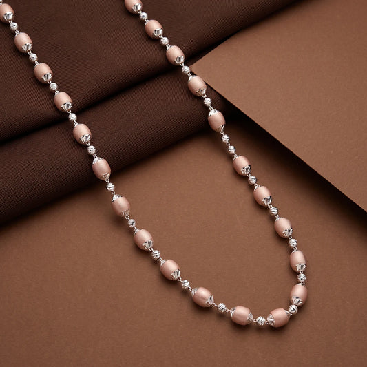 Rose Silver Barrel Bead Ladies Chain | 925 Sterling Silver