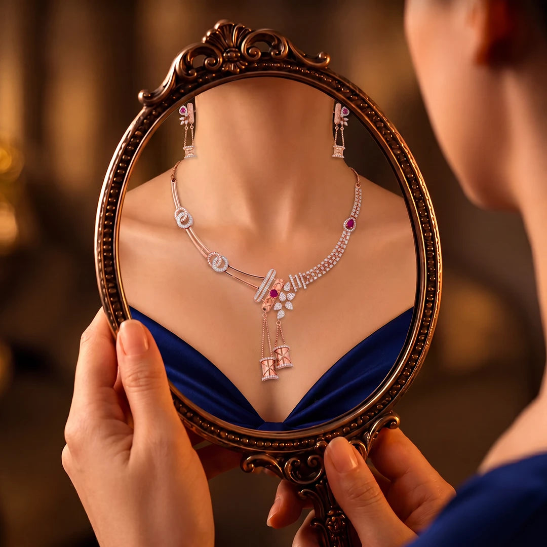 Rosé Loop Tassel Necklace Set | 925 Sterling Silver