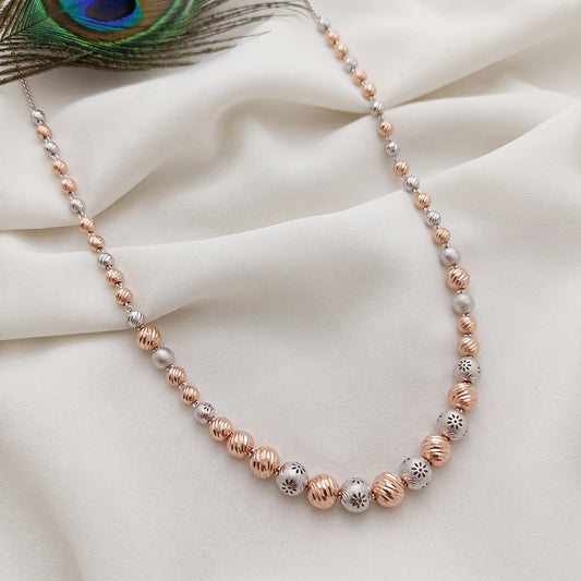 Two-Tone Floral Filigree Bead Ladies Chain | 925 Sterling Silver