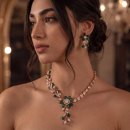 Verdant Bloom Vine Necklace Set | 925 Sterling Silver