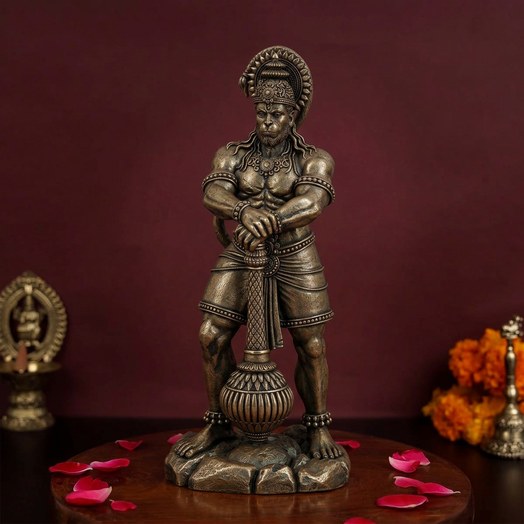 Antique Finish Lord Hanuman Idol with Gada
